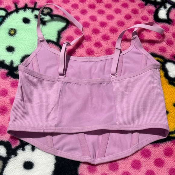 Colsie Pink Ribbed Corset Top - Picture 3 of 3